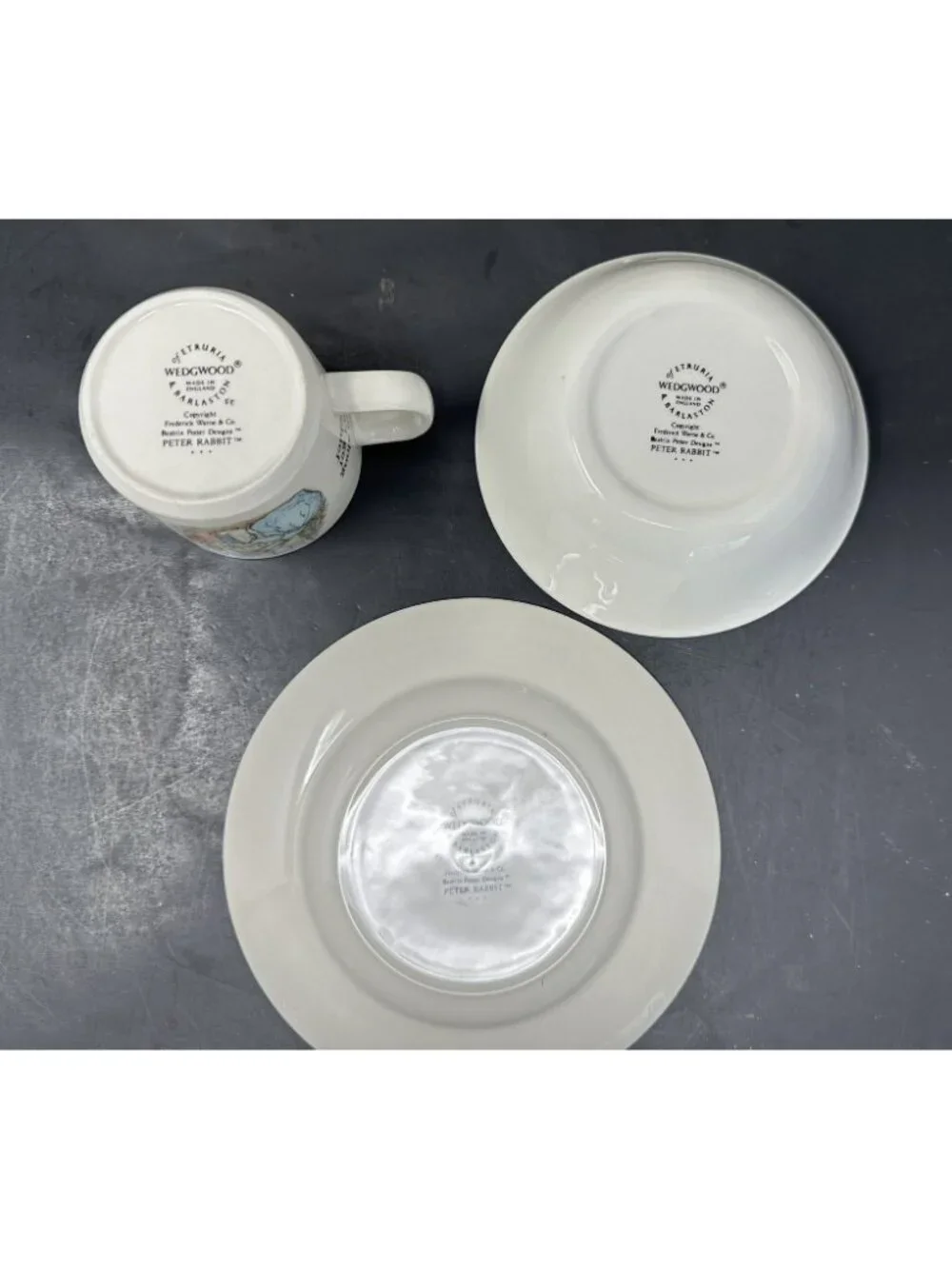 WEDGWOOD PETER RABBIT 3 PC NURSERY SET w/Box Plate Oatmeal Mug Beatrix Potter